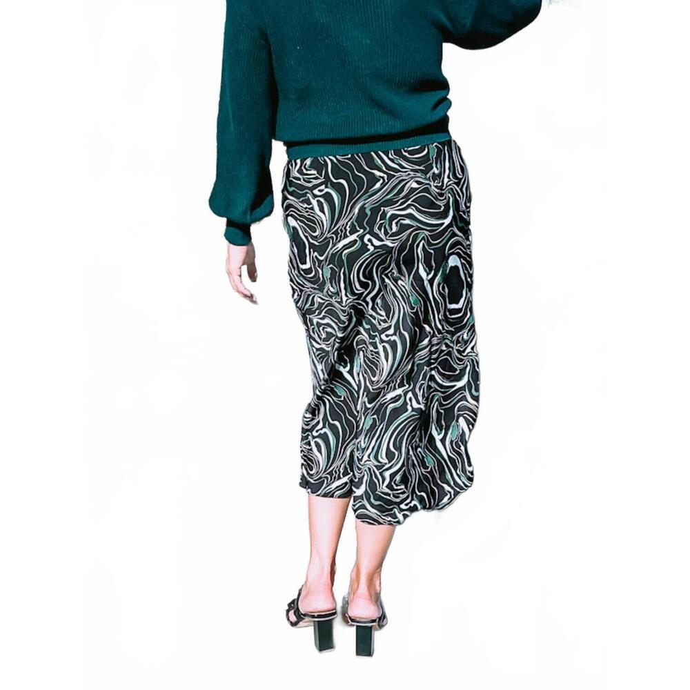NEW LUCY PARIS mckenna wave long skirt in black and green